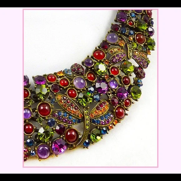 Heidi Daus Dragonfly Statement Bib Necklace Factory Sealed